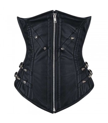 Women Chelsea Faux Leather Longline Corset Underbust Corset Bondage